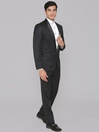 MANQ Men Black Solid Slim Fit Tuxedo Suit