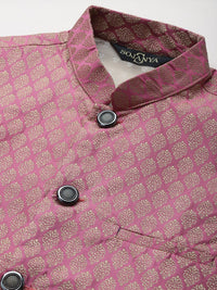 SOJANYA Kurta Rekaan Diri Lelaki Maroon & Emas dengan Jaket Churidar & Nehru
