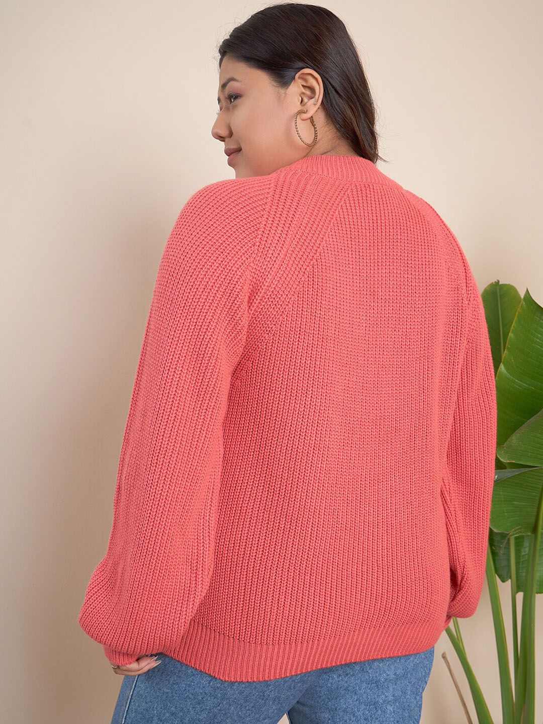 CURVY STREET Plus Size Round Neck Acrylic Pullover