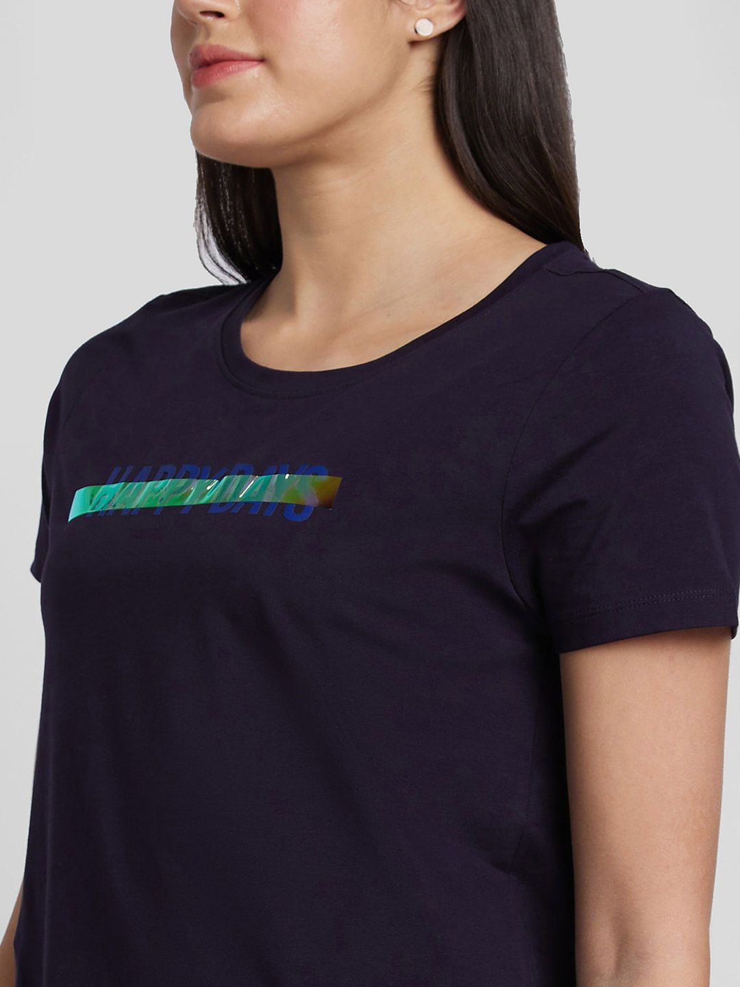 SPYKAR Women Round Neck Short Sleeve Cotton T-shirt