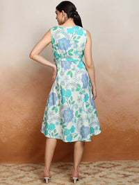 Vishudh Women Floral Print Fit & Flare Midi Dress
