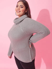 CURVY STREET Women Plus Size Ribbed Acrylic Pullover