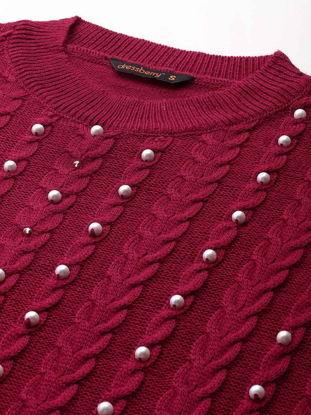 DressBerry Embellished Cable Knit Pullover