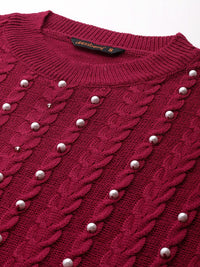 DressBerry Embellished Cable Knit Pullover