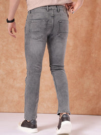 The Indian Garage Co Men Straight Fit Slash Knee Light Fade Stretchable Jeans