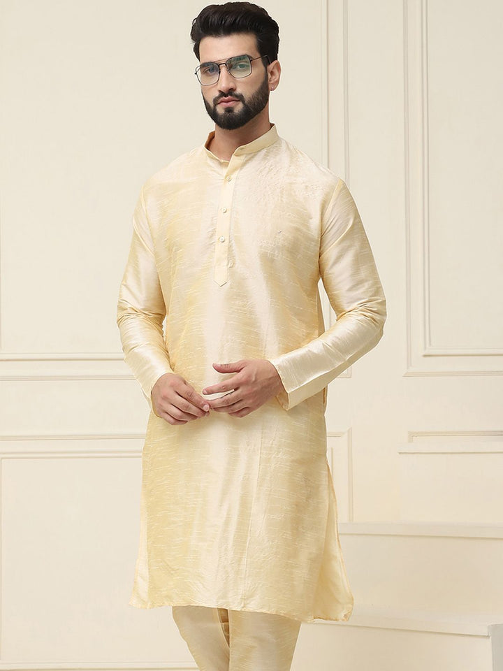 SOJANYA Kurta Lurus Pepejal Berwarna Emas Lelaki