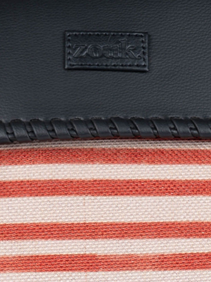 ZOUK Striped Structured Jute Handheld Bag