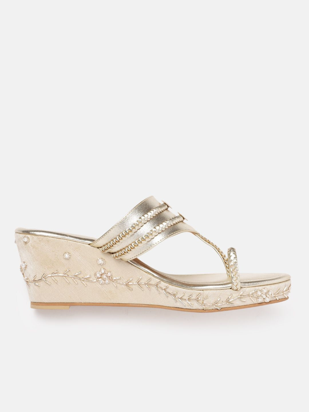 House of Pataudi Ethnic Embellished Wedge Heels