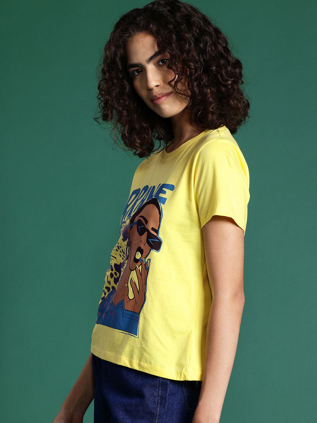 DressBerry Graphic Printed Drop-Shoulder Sleeve T-shirt