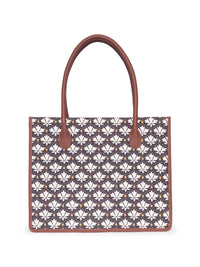 ZOUK Ethnic Motifs Printed Structured Jute Tote Bag