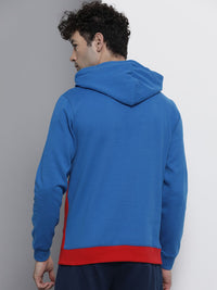 The Indian Garage Co Men Blue Colourblocked Hooded Sweatshirt