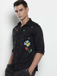 The Indian Garage Co Pure Cotton Floral Embroidered Casual Shirt