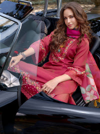 Indo Era Floral Embroidered Thread Work Kurta with Trousers & Dupatta