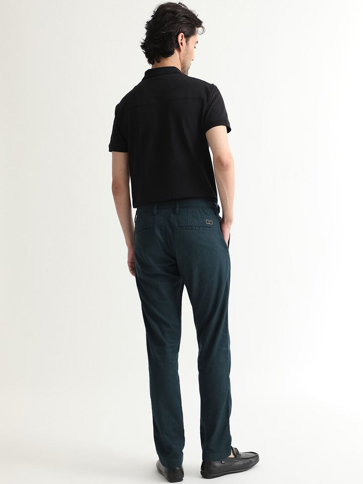 RARE RABBIT Cellular Mid Rise Cotton Slim Fit Trouser