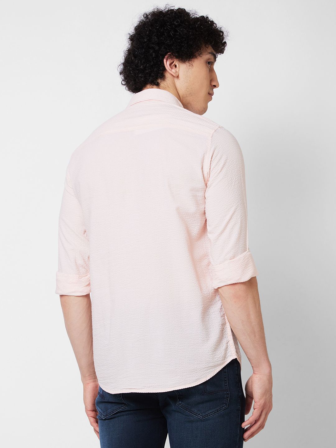 SPYKAR Textured Long Sleeves Cotton Casual Shirt