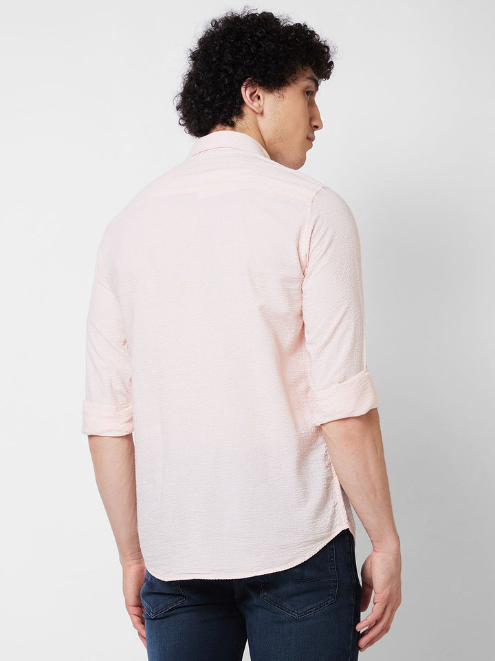 SPYKAR Textured Long Sleeves Cotton Casual Shirt
