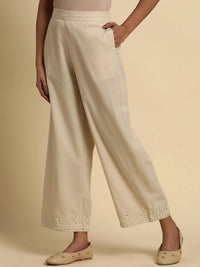 W Women Mid-Rise Pure Cotton Ethnic Parallel Trousers