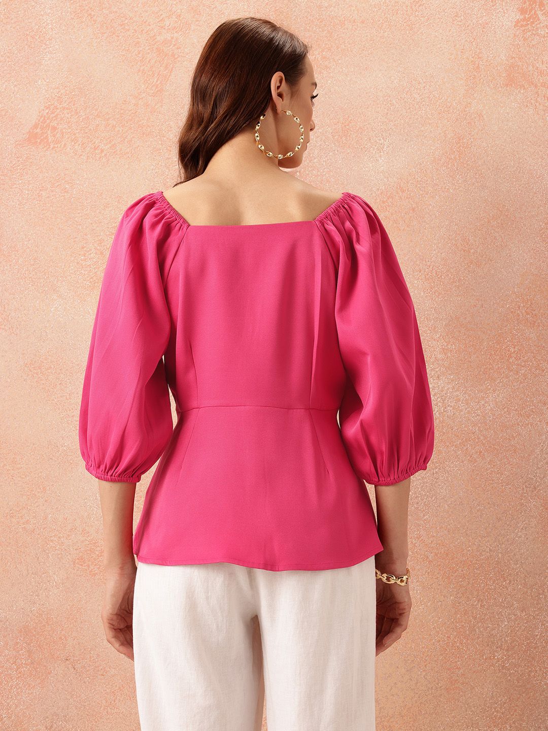 all about you Square Neck Puff Sleeves Button-Down A-Line Top