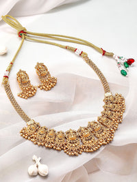 Rubans 22K Gold-Plated Divine Lakshmi Motif Biara Perhiasan Ditetapkan Dengan Perincian Rumit