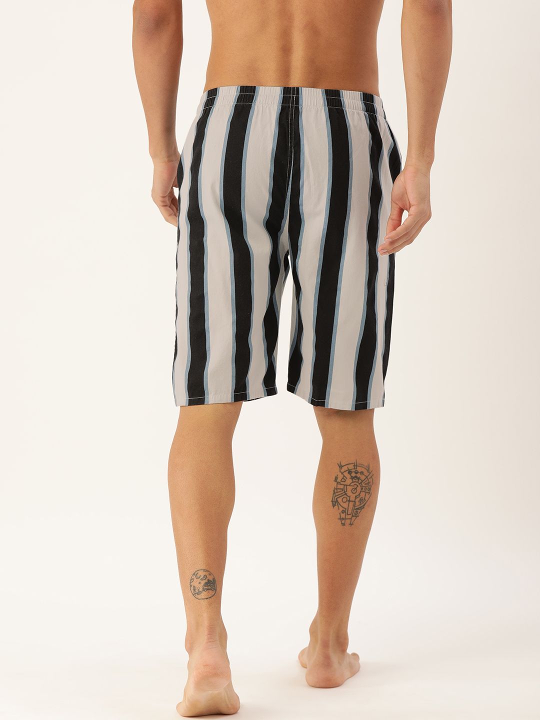 The Indian Garage Co Men Navy Blue & White Striped Pure Cotton Boxers 1120-BXR10-05