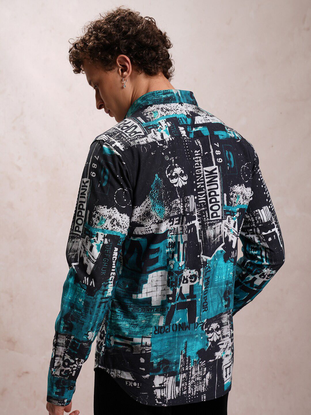 LOCOMOTIVE Slim Fit Abstract Printed Luxe Satin Party Shirt