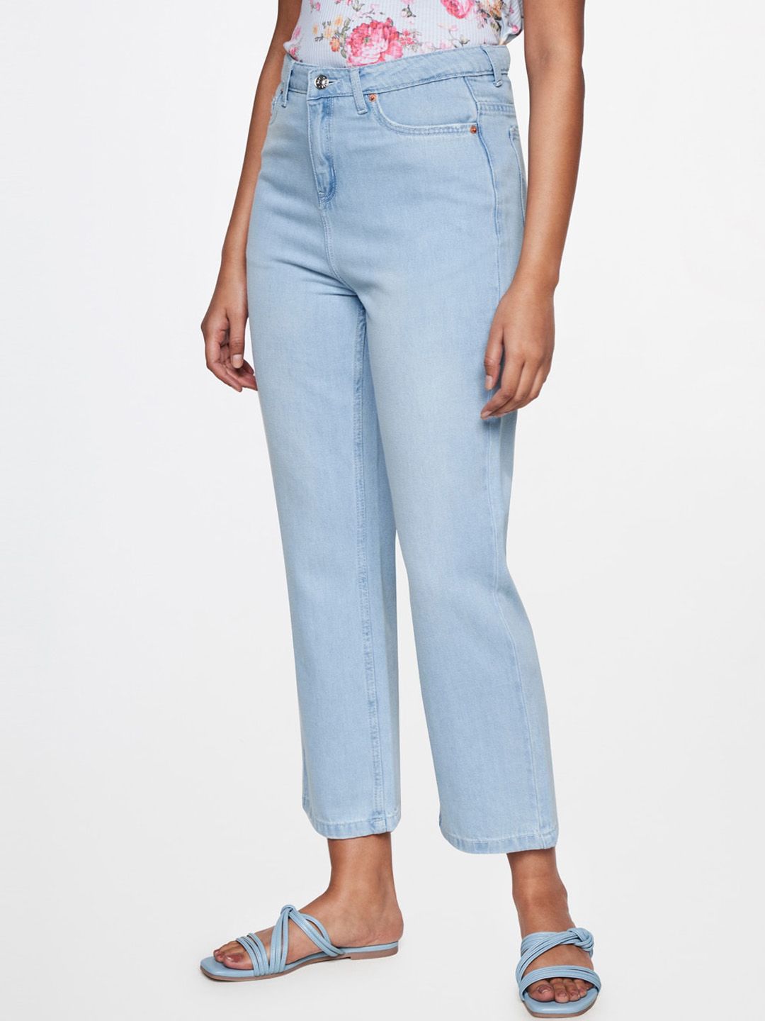 AND Women High-Rise Relaxed Fit Pure Cotton Jeans