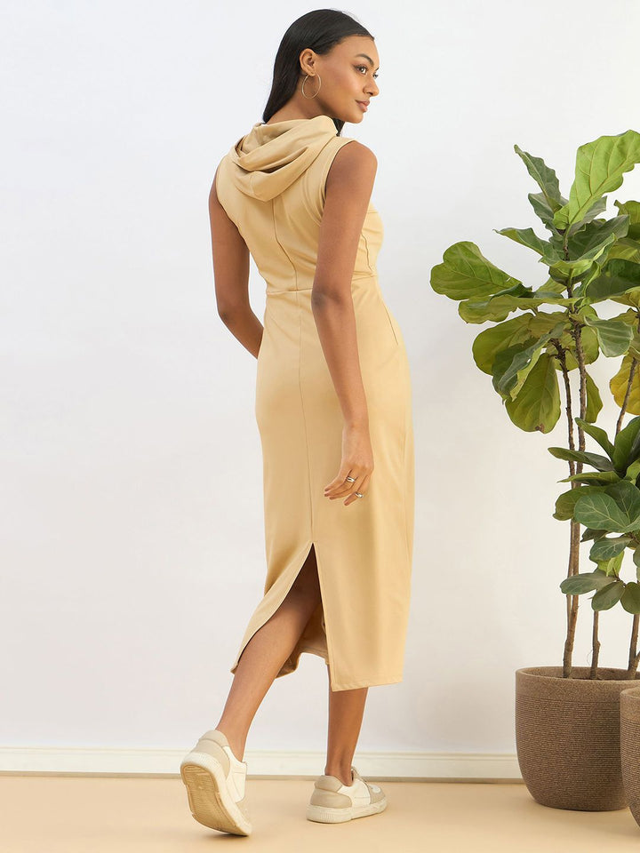 SASSAFRAS BASICS Bodycon Hooded Midi Dress
