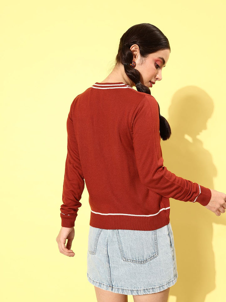 DressBerry V-Neck Ribbed Hem Pullover