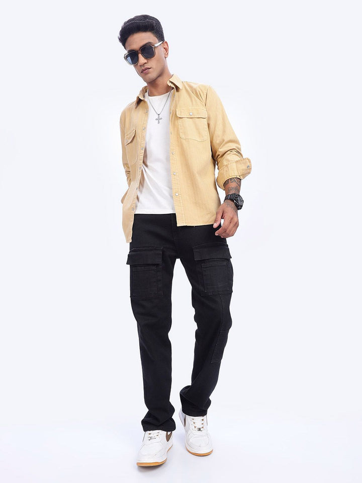 Eszett Long Sleeves Spread Collar Opaque Pure Cotton Regular Fit Casual Shirt