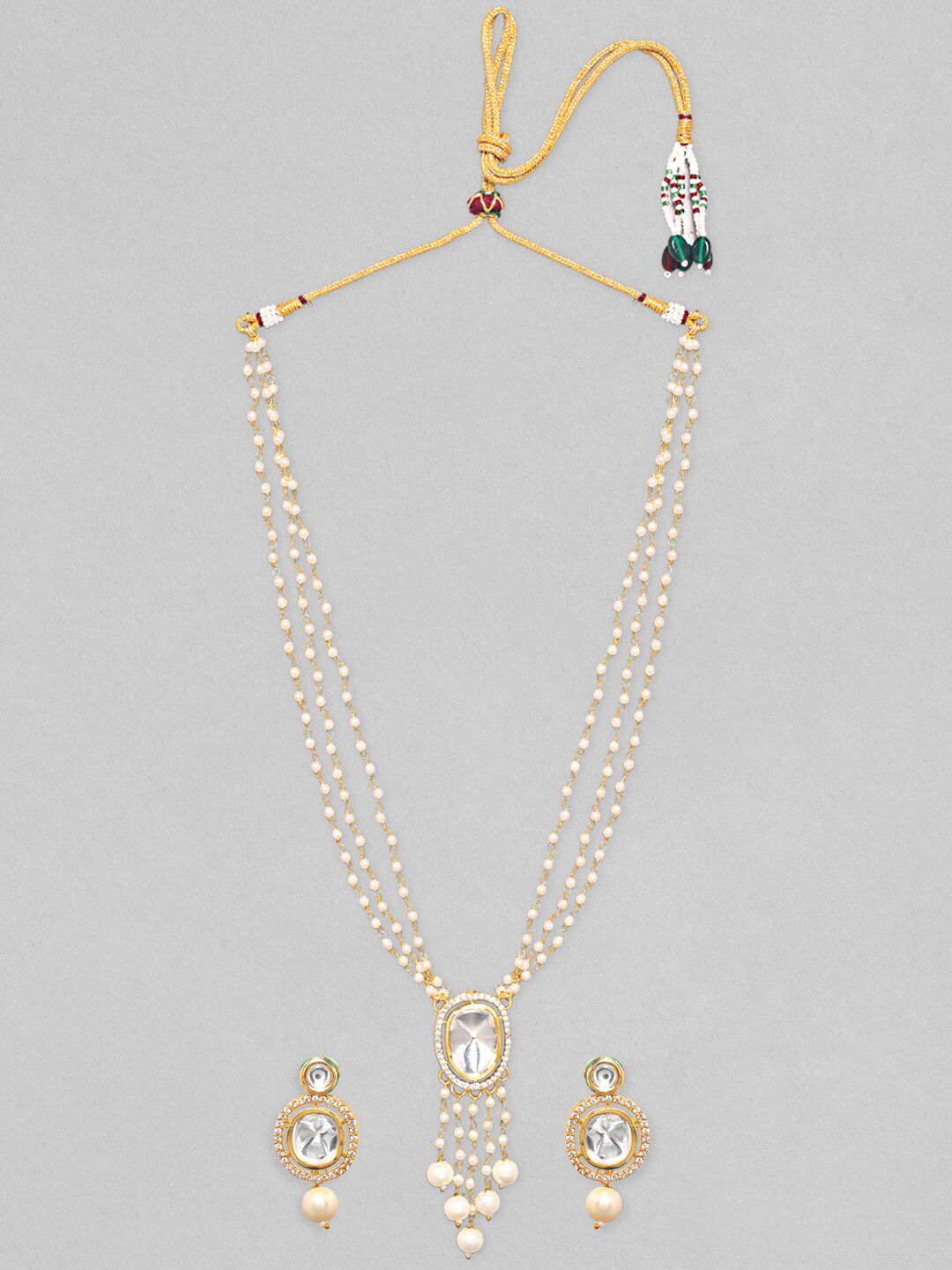 Rubans Gold-Plated Kundan-Studded & Beaded Jewellery Set