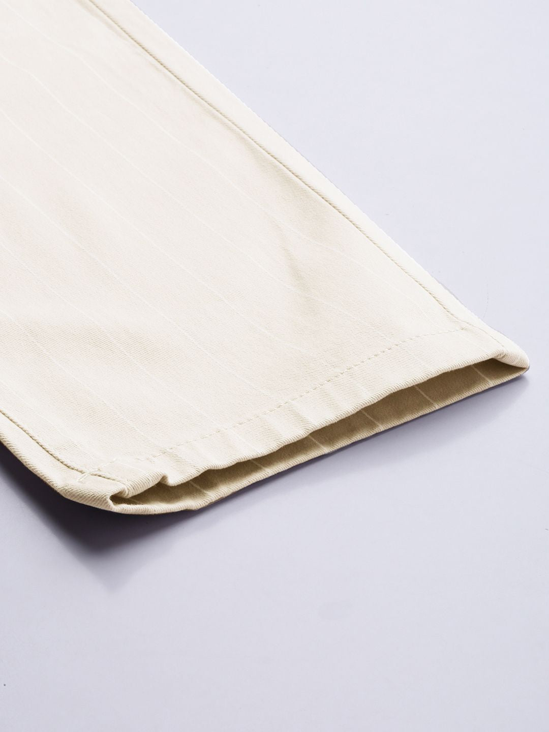 The Indian Garage Co Men Beige Striped Slim Fit Trousers