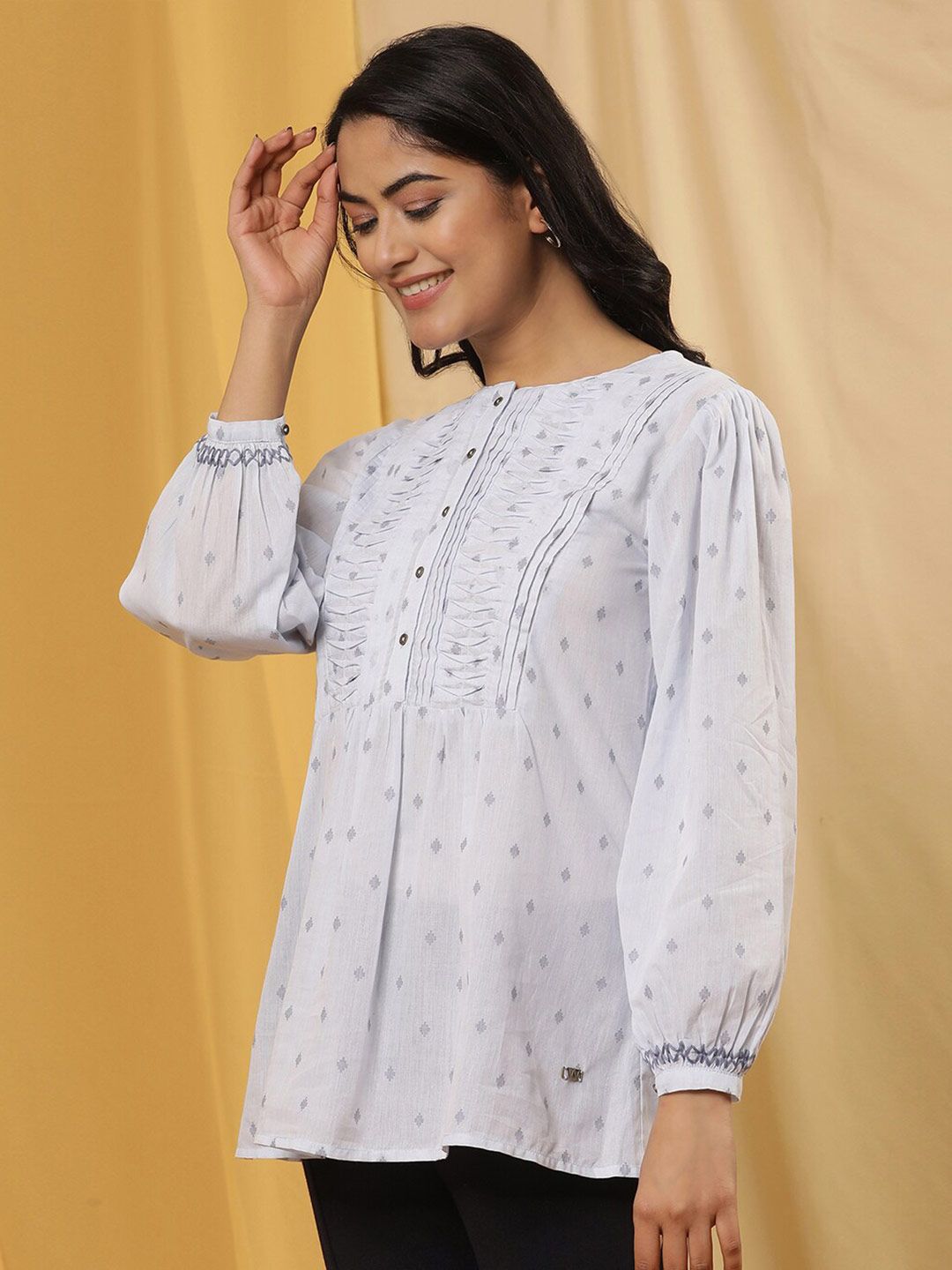 W Geometric Self Design Cotton Top