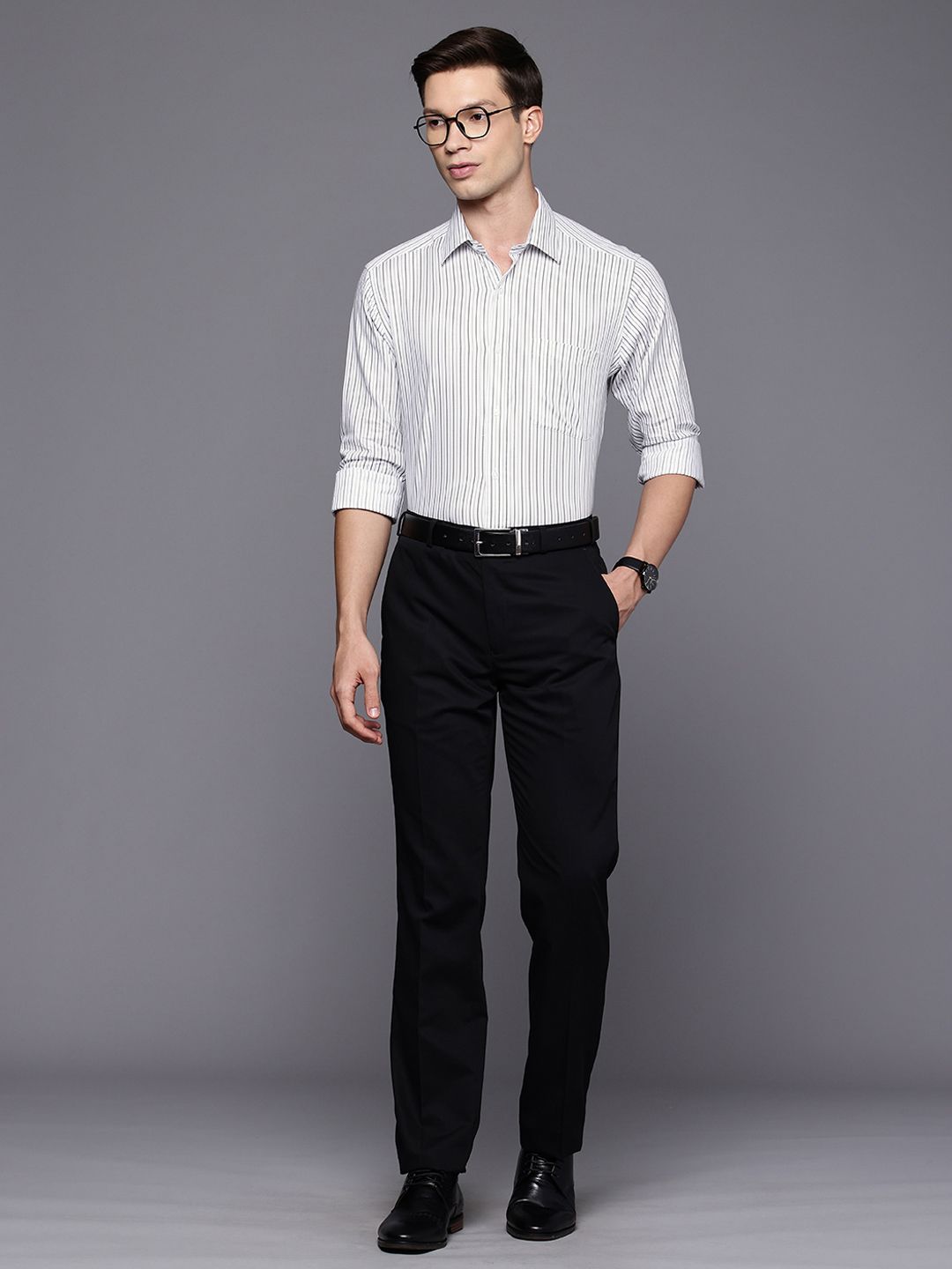 Raymond Pure Cotton Slim Fit Striped Formal Shirt