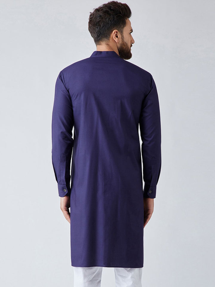 SOJANYA Men Navy Blue Solid Pathani Kurta