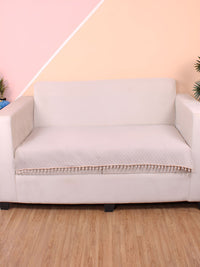 STITCHNEST Beige Self Design 2 Seater Sofa Cover