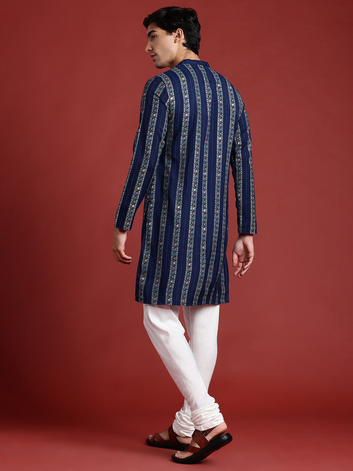 Anouk Indie Floral Striped Straight Kurta