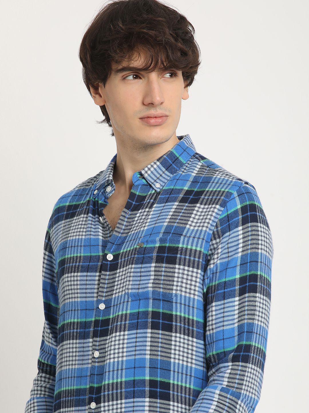 THE BEAR HOUSE Men's Pure Cotton Checked Slim Fit Casual Shit