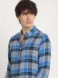 THE BEAR HOUSE Men's Pure Cotton Checked Slim Fit Casual Shit