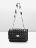 Lino Perros Geometric Textured Structured Shoulder Bag with Quilted Detail