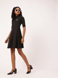 DressBerry Darling Details Printed Ribbed Fit & Flare Dress