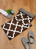 HOSTA HOMES Set Of 2 Coffee Brown & White Patterned Anti-Skid Doormats