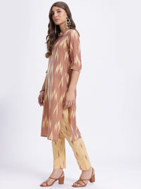 Anouk Women Ikat Printed Pure Cotton Kurta with Trousers & Dupatta