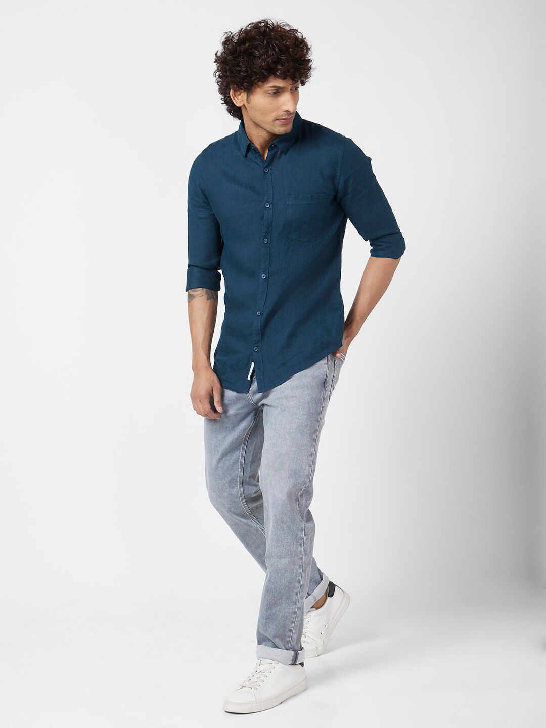 SPYKAR Classic Opaque Casual Linen Shirt