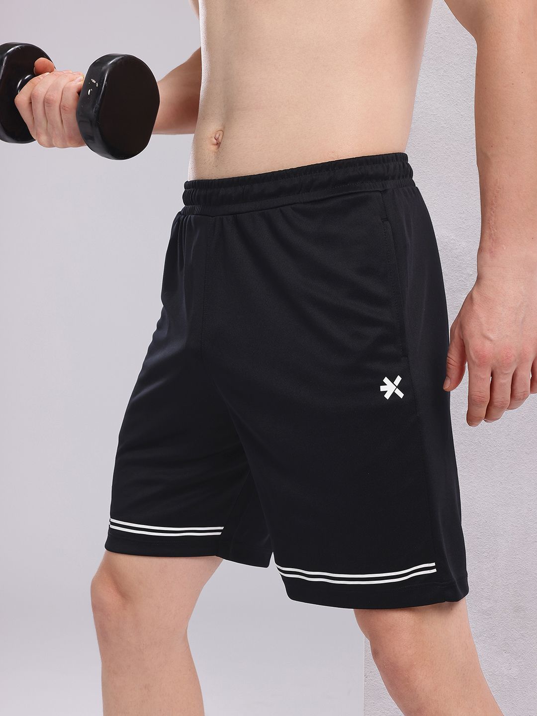 HRX by Hrithik Roshan Men Stripe Detail Rapid-Dry Training Shorts