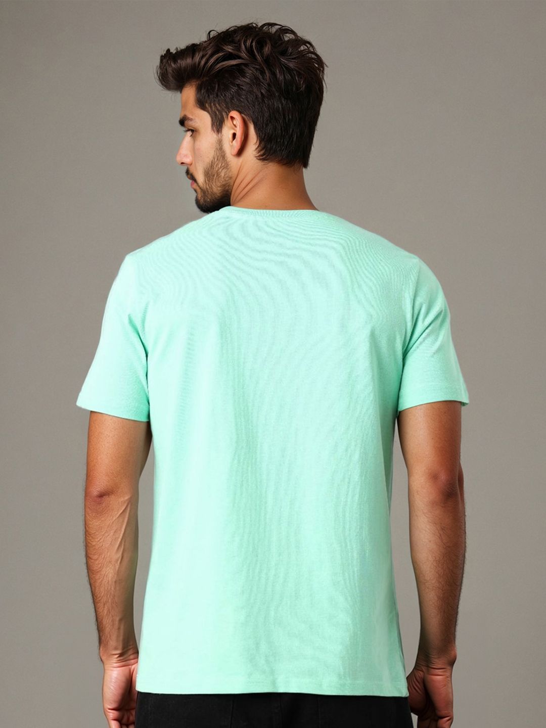 The Indian Garage Co Men Johnny Bravo Striped Round Neck Cotton Slim Fit T-shirt
