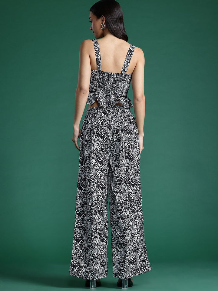 DressBerry Women Ethnic Motifs Printed Smocked Top with Trousers Co-Ord Set