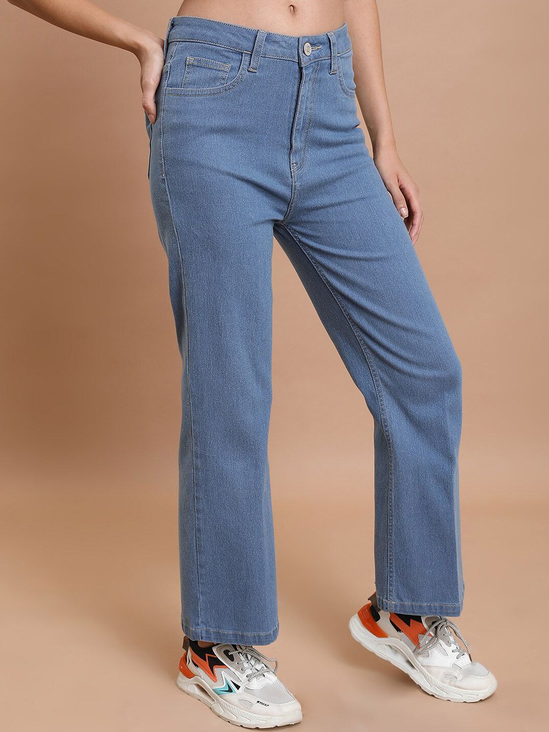 Basics By Tokyo Talkies Women Blue Flared Stretchable Jeans