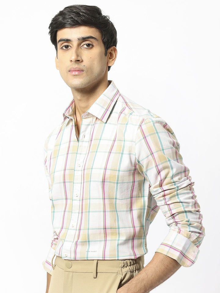 RARE RABBIT Men Campo Checked Slim Fit Opaque Cotton Shirt