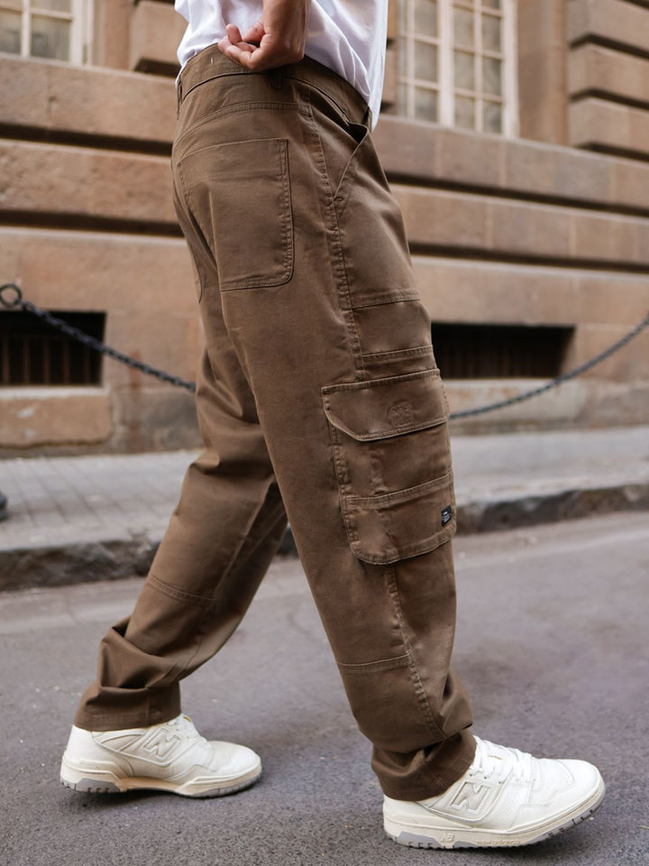 Powerlook Men Brown Mid-Rise Denim Cargos