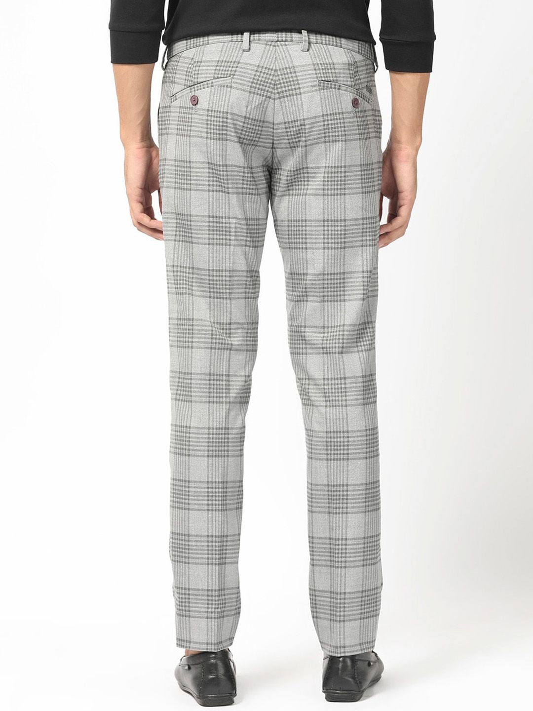 RARE RABBIT Men Rowe Mid-Rise Checked Slim Fit Trouser